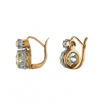 Victorian GIA 5.21ct Old European Diamond Dangling Platinum 18K Rose Gold Earrings