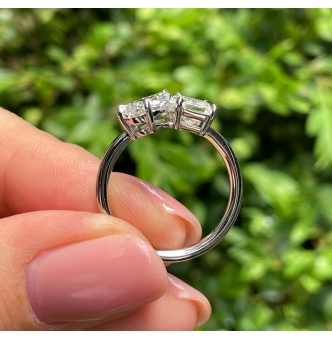 GIA 2.19ct Estate Radiant Pear Diamond Right-hand Platinum Ring