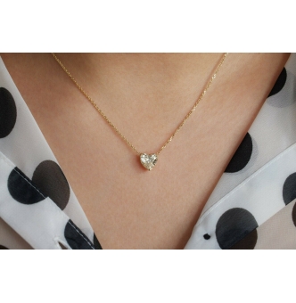 GIA 2.07ct Estate Vintage Heart Diamond Pendant Necklace in 18k Yellow Gold 