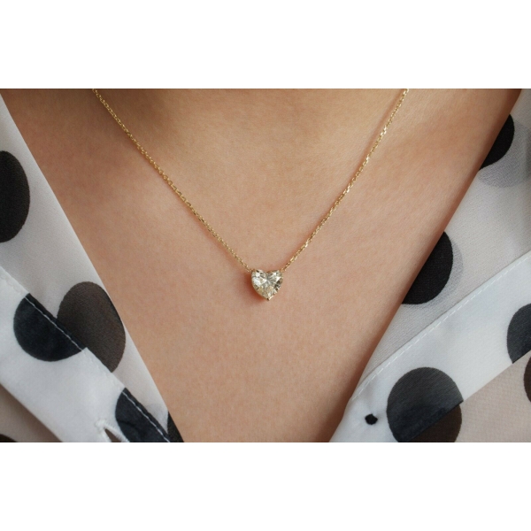 Yellow Gold Diamond Heart Necklace - DPHT0237