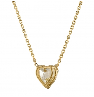GIA 2.07ct Estate Vintage Heart Diamond Pendant Necklace in 18k Yellow Gold 