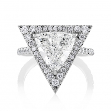GIA 4.01ct Estate Vintage Trillion Diamond Halo Engagement Wedding Platinum Ring
