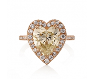 GIA 5.06ct Estate Vintage Heart Diamond Engagement Wedding Rose Gold Ring