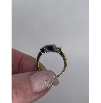 GIA 3.75CT Estate Vintage Emerald Diamond 3 Stone Engagement Wedding Platinum, 18KYG Ring
