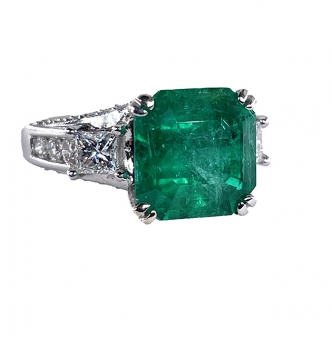 Estate Vintage GIA 7.00ct Emerald Diamond Engagement Wedding 18KW Gold Ring