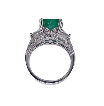 Estate Vintage GIA 7.00ct Emerald Diamond Engagement Wedding 18KW Gold Ring